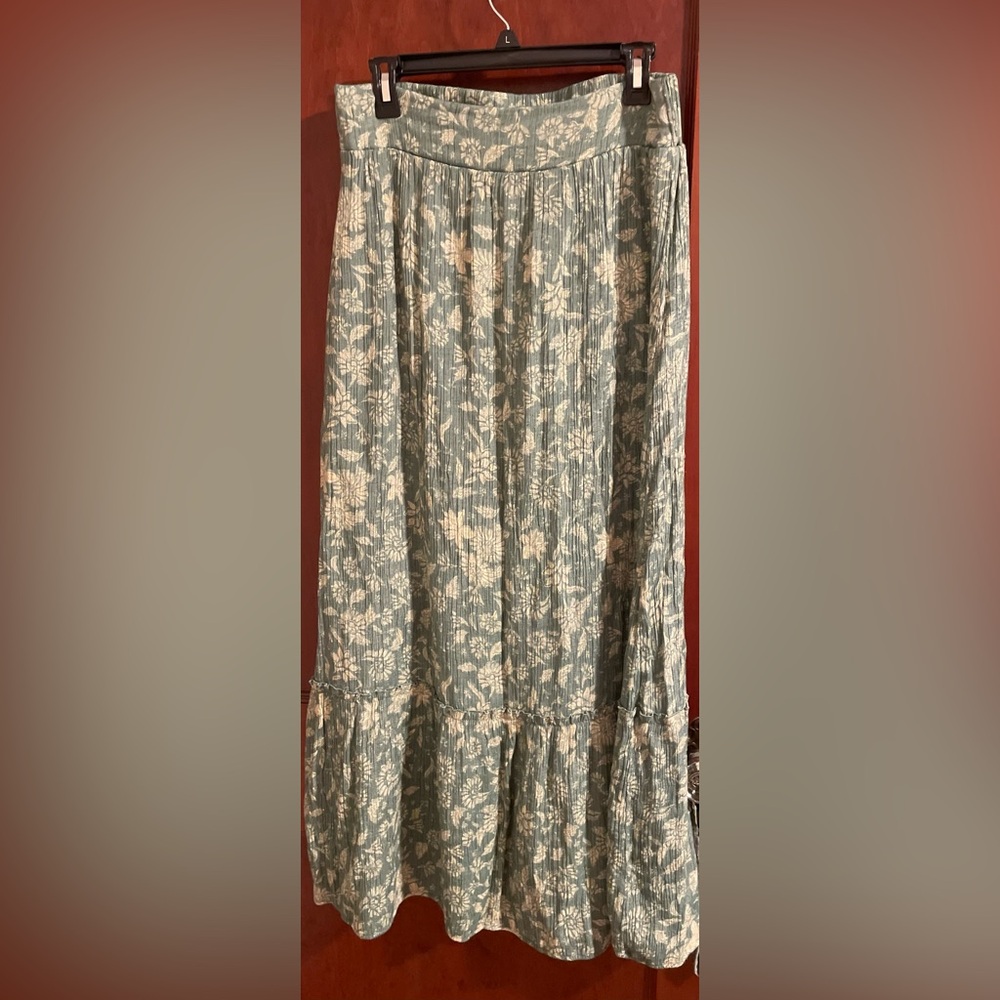 Floral Teal Wonderly skirt size L